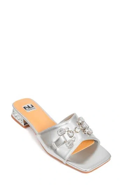Ninety Union Charm Crystal Embellished Sandal In Silver