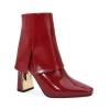 Ninety Union Folded Calf Metal Heel Bootie In Burgundy