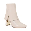 Ninety Union Folded Calf Metal Heel Bootie In White