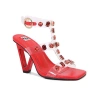 Ninety Union Jewel Clear Straps Geometric Heel Sandal In Red