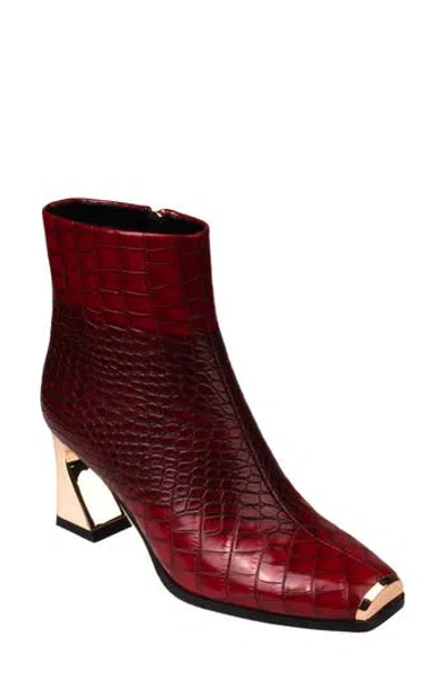 Ninety Union Lima Croc Embossed Boot In Burgundy