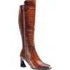 Ninety Union London Croc Embossed Knee High Boot