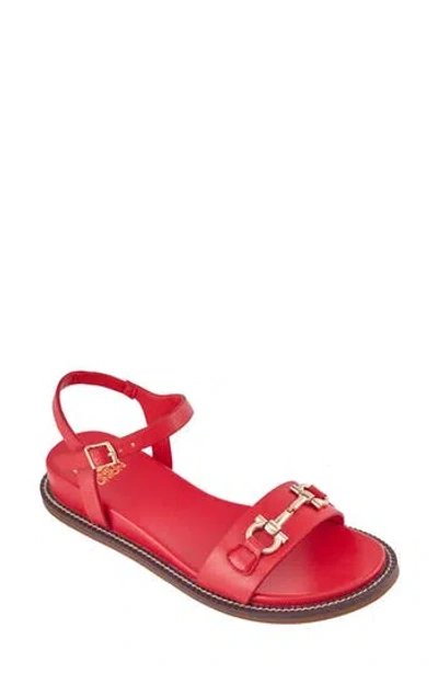 Ninety Union Madison Ankle Strap Flat Sandal In Red