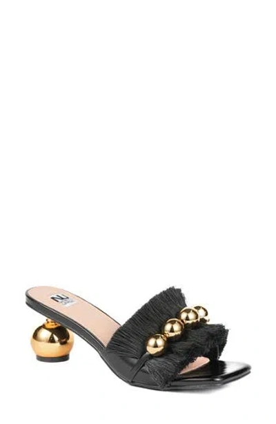 Ninety Union Miami Fringed Orb Heel Slide Sandal In Black