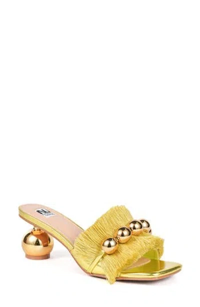 Ninety Union Miami Fringed Orb Heel Slide Sandal In Yellow