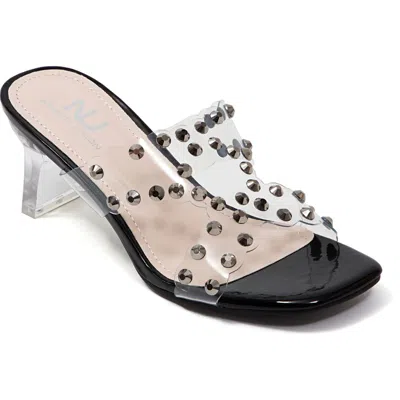 Ninety Union Mika Studded Transparent Sandals In Black