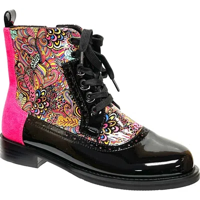 Ninety Union Mixed Print Lace-up Boot In Multi