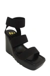 Ninety Union Paige Elastic Strap Wedge Sandal In Black
