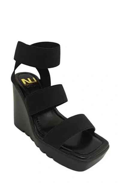Ninety Union Paige Elastic Strap Wedge Sandal In Black