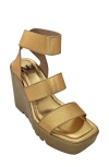 Ninety Union Paige Elastic Strap Wedge Sandal In Gold