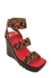 Ninety Union Paige Elastic Strap Wedge Sandal In Leopard