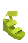 Ninety Union Paige Elastic Strap Wedge Sandal In Lime