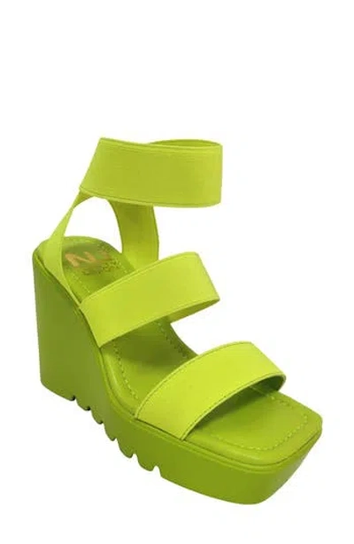 Ninety Union Paige Elastic Strap Wedge Sandal In Lime