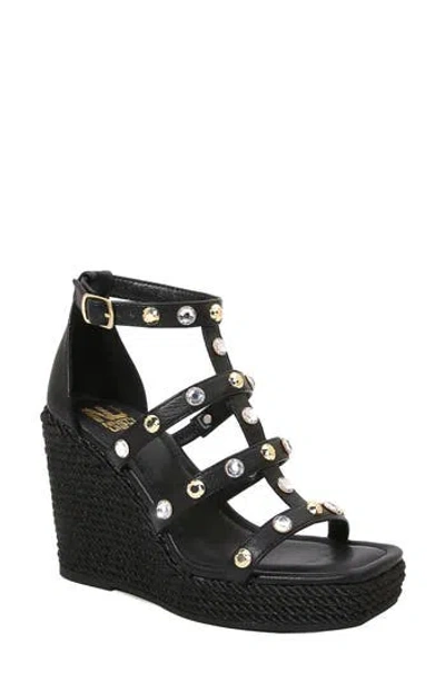 Ninety Union Panda Caged Platform Wedge Sandal In Black