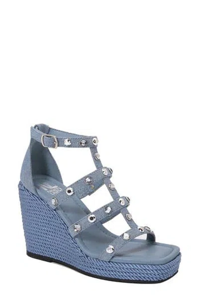 Ninety Union Panda Caged Platform Wedge Sandal In Blue