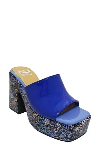 Ninety Union Porto Platform Sandal In Blue Multi