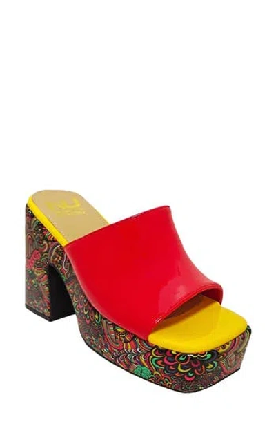 Ninety Union Porto Platform Sandal In Red Multi