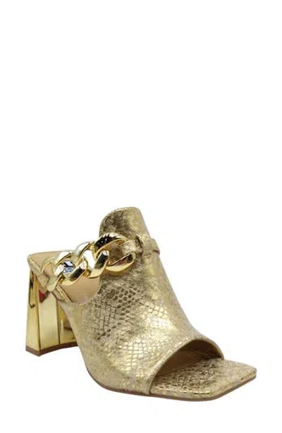 Ninety Union Ryder Open Toe Pump In Gold Snake