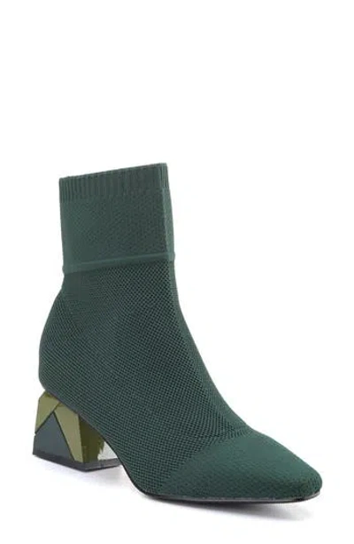 Ninety Union Sidney Block Heel Sock Bootie In Green