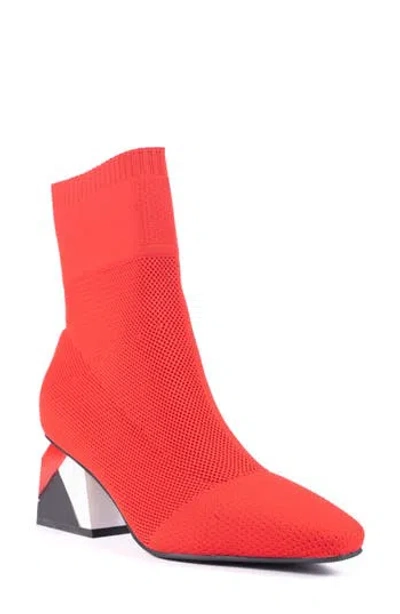 Ninety Union Sidney Block Heel Sock Bootie In Red