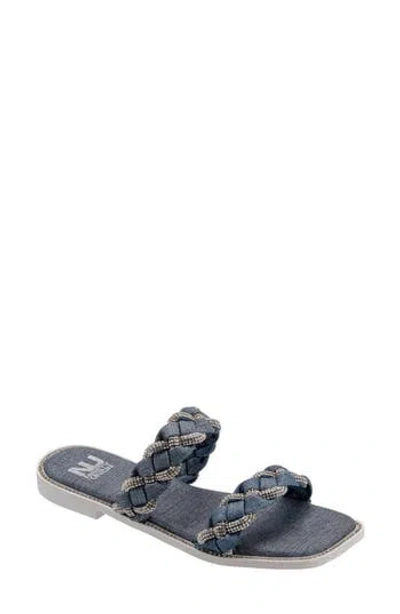 Ninety Union Sunny Embellished Slide Sandal In Blue Denim