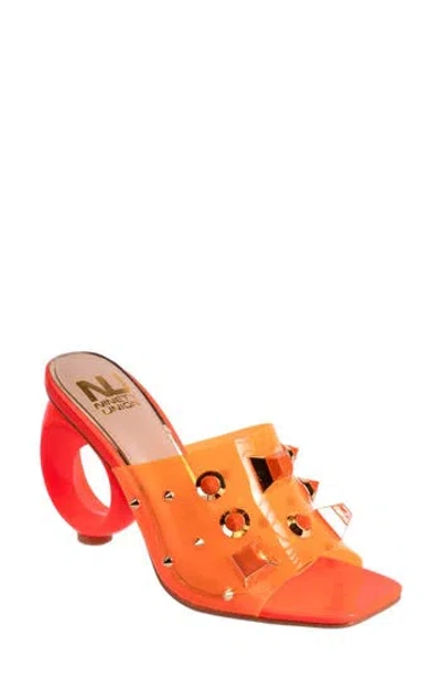 Ninety Union Vegas Sculptural Heel Sandals In Orange