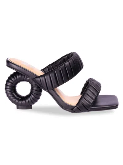 Ninety Union Women's Ash Pleated Circular Heel Sandals In Black
