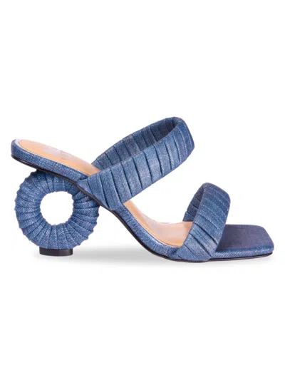 Ninety Union Women's Ash Pleated Circular Heel Sandals In Blue Denim