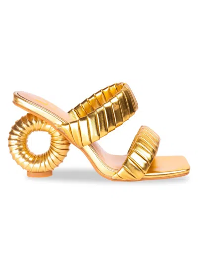 Ninety Union Women's Ash Circular Heel Pleated Sandals In Gold