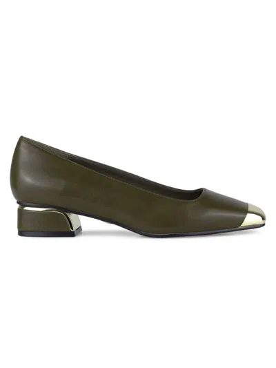 Ninety Union Women's Eagle Kitten Block Heel Flat Shoes In Green