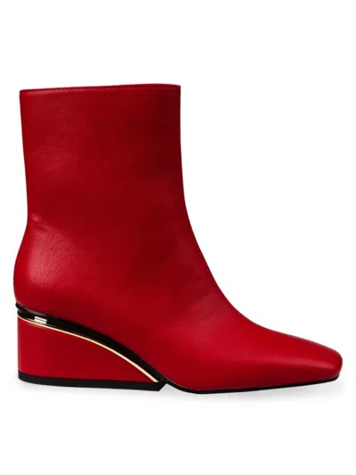 Ninety Union Women's Mona Wedge Heel Ankle Boots In Red