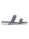 Ninety Union Women's Rhinestone Studded Flat Sandals In Blue Denim