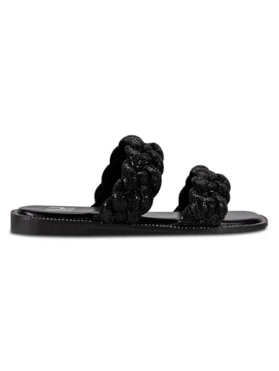 Ninety Union Women's Sunrise Rhinestone Braided Flat Sandals In Black