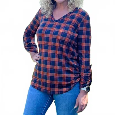 Ninexis Bonfire Ready Top In Orange Plaid In Multi