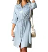Ninexis Button Up Denim Chambray Dress In Light Wash