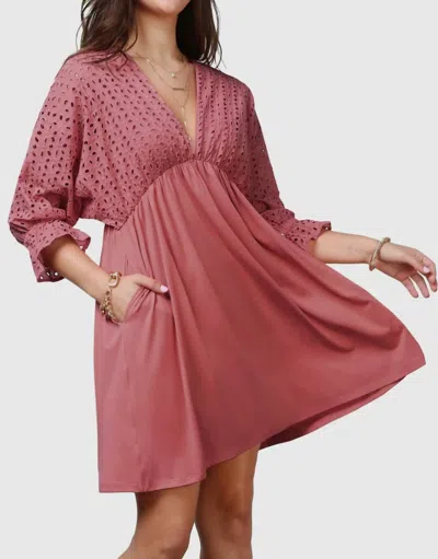 Ninexis Deep V-neck Dress In Cranberry In Pink