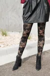 Ninexis Fanciful Floral Leggings In Black In Grey