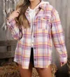 Ninexis Flannel Texture Shacket In Blush In Multi