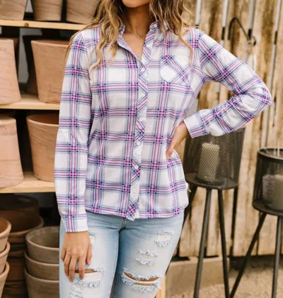 Ninexis Happy Plaid Button-down Shirt In Pink/grey Plaid In Multi