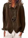 Ninexis Long Sleeve Button Down Blouse In Brown In Brown