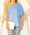 Ninexis One Shoulder Draped Top In Light Blue
