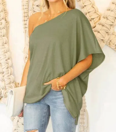 Ninexis One Shoulder Draped Top In Sage In Green