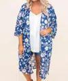 Ninexis Open Front Long Chiffon Cardigan In Blue In Blue