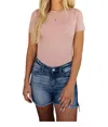 Ninexis Round Neck Bodysuit In Pink In Pink