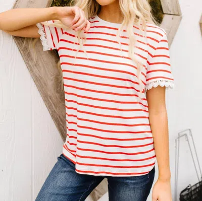 Ninexis Sails To The Wind Top In Ivory & Red In Pink