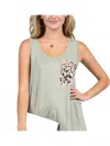 Ninexis Sleeveless Top With Print Pocket In Dusty Sage In Black