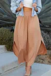 Ninexis Smocking Waist Maxi Skirt In Camel