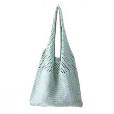 Ninexis Solid Color Vintage Knit Tote Bag In Light Blue