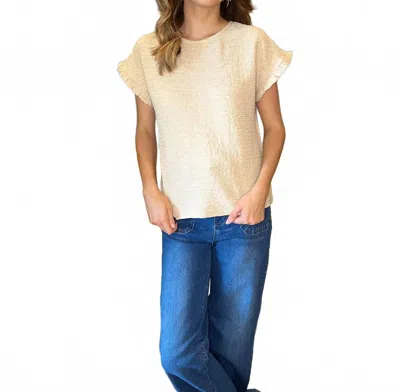 Ninexis Sunlit Ruffle Ribbed Top In Beige In Neutral
