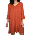 Ninexis Tiered Mini Dress In Rust In Orange